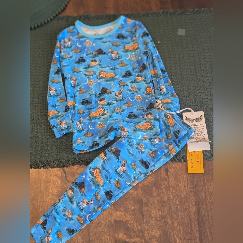 Bamboo 2 Piece Pj Set/ Nighttime Farm Print/ Nwt/ 2T